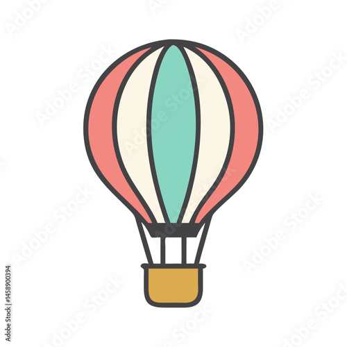 Hot Air Balloon Icon Representing Travel or Adventure and Aerial Exploration