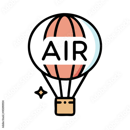 Hot Air Balloon with Ad Icon Representing Promotional Advertising and Aerial Marketing