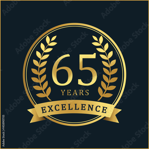 65 Years of Excellence – Golden Anniversary Badge with Ribbon and Laurel Wreaths