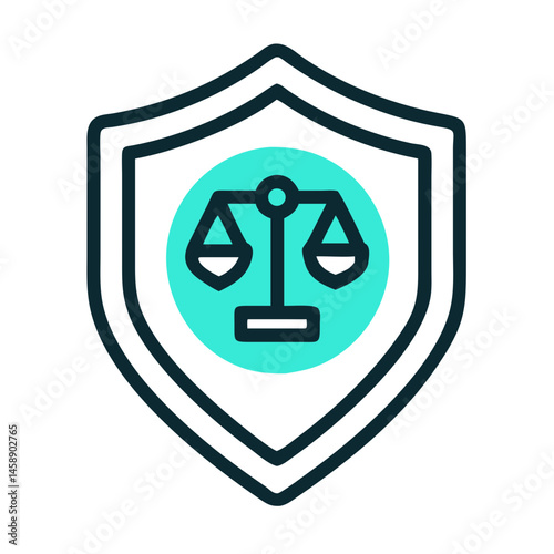 Justice Shield Emblem Icon Representing Law, Protection, and Legal Authority