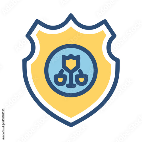 Justice Shield Emblem Icon Representing Law, Protection, and Legal Authority