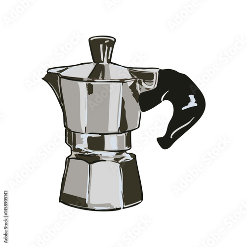Moka Pot Coffee Maker Illustration