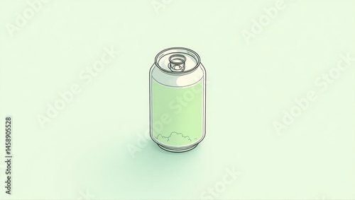 Thc Seltzer. Empty Container. Isolated 2D Isometric Illustration. Empty can symbolizes potential, awaiting nourishment of life-giving water to fulfill its purpose completely again.
