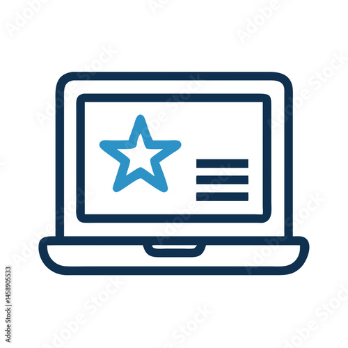 Laptop with Star Icon Representing Featured Advertisement or Highlighted Content
