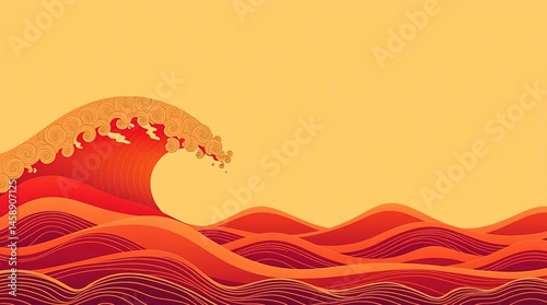 Abstract Wave: The artwork captures the raw power and beauty of the ocean waves in a minimalistic, artistic approach, showcasing flowing lines and a warm color palette.