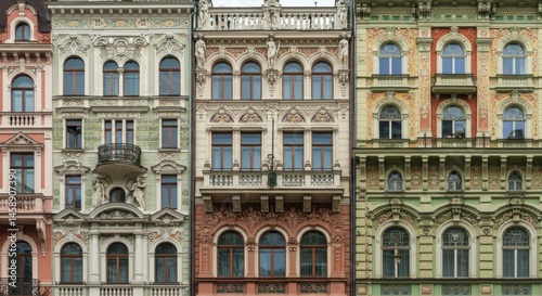 Colorful Ornate Building Facades in European City