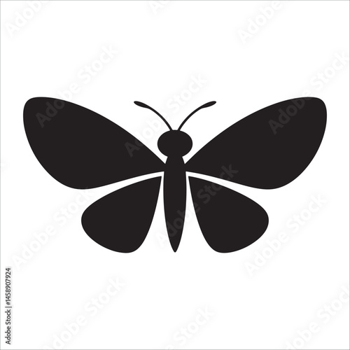 Butterfly silhouette with hidden female face profiles in wings, creative black and white vector art.