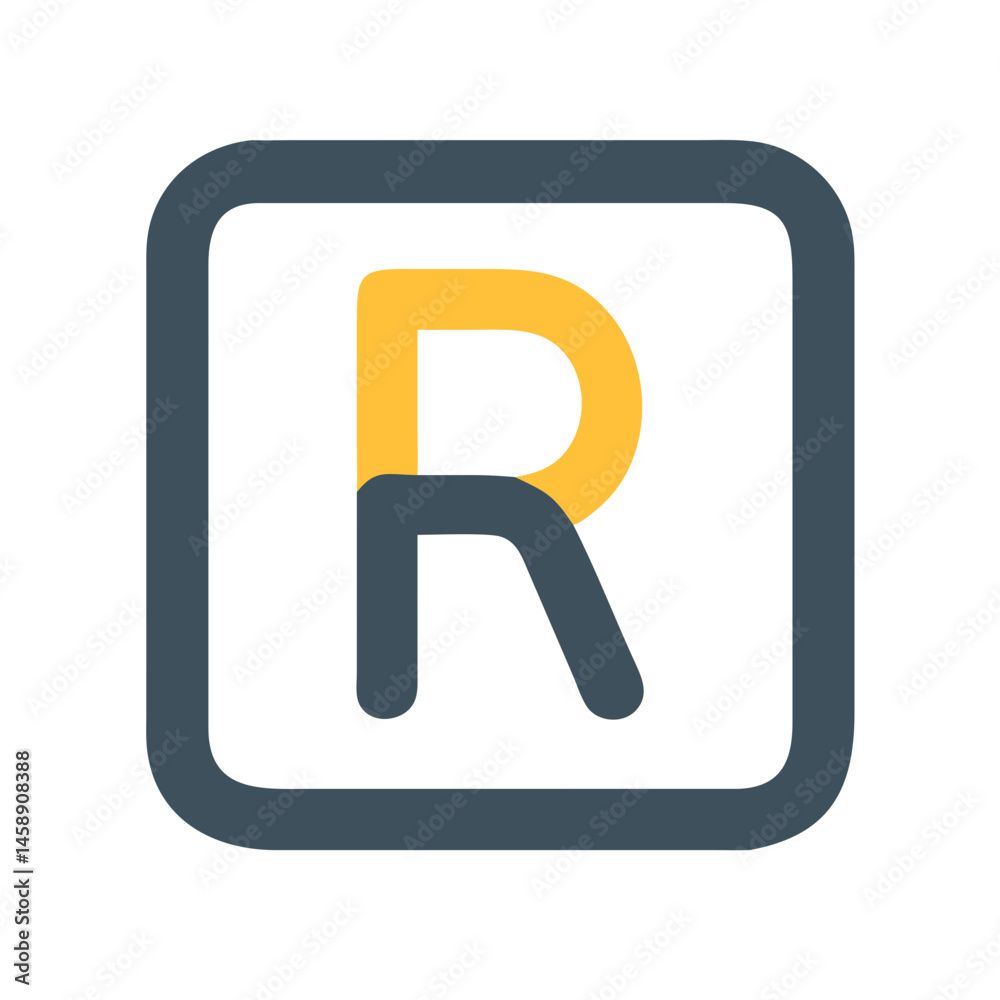 Letter R Icon Representing Grammar or Language Concept Letter R Icon Representing Grammar or Language Concept