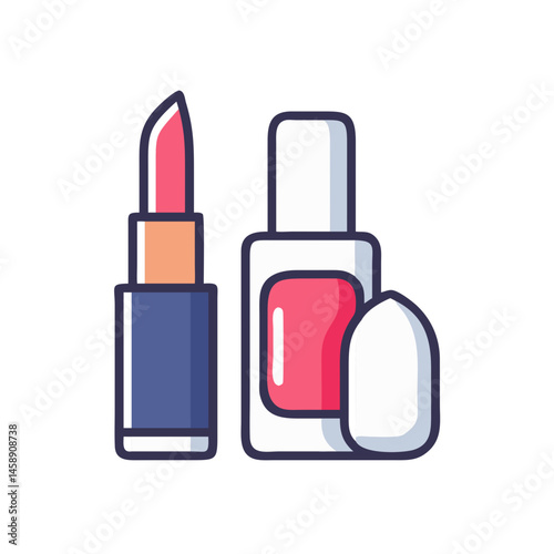 Lipstick and Nail Polish Icon Representing Makeup or Beauty Products