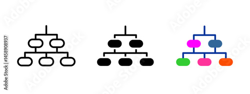 Hierarchy icon. Multilevel organizational chart with nodes vector illustration. Business structure and corporate levels symbol. Management system and workflow diagram sign. Team organization pictogram