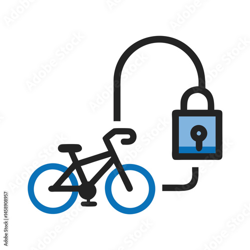 Lock and Cable with Bicycle Icon Representing Bike Security or Anti-Theft Protection