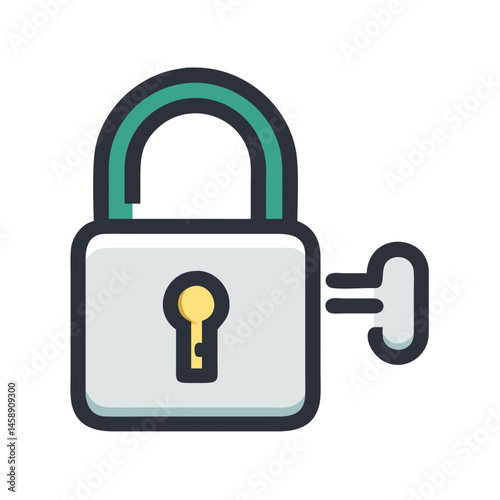 Lock with Key Icon Representing Locking Mechanism or Security Access