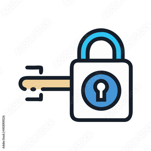 Lock with Key Icon Representing Locking Mechanism or Security Access