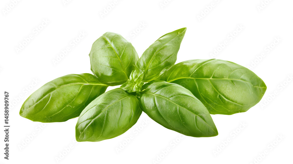 Fresh Basil Leaves Isolated on White Background for Culinary Design and Cooking Concepts Fresh Basil Leaves Isolated on White Background for Culinary Design and Cooking Concepts