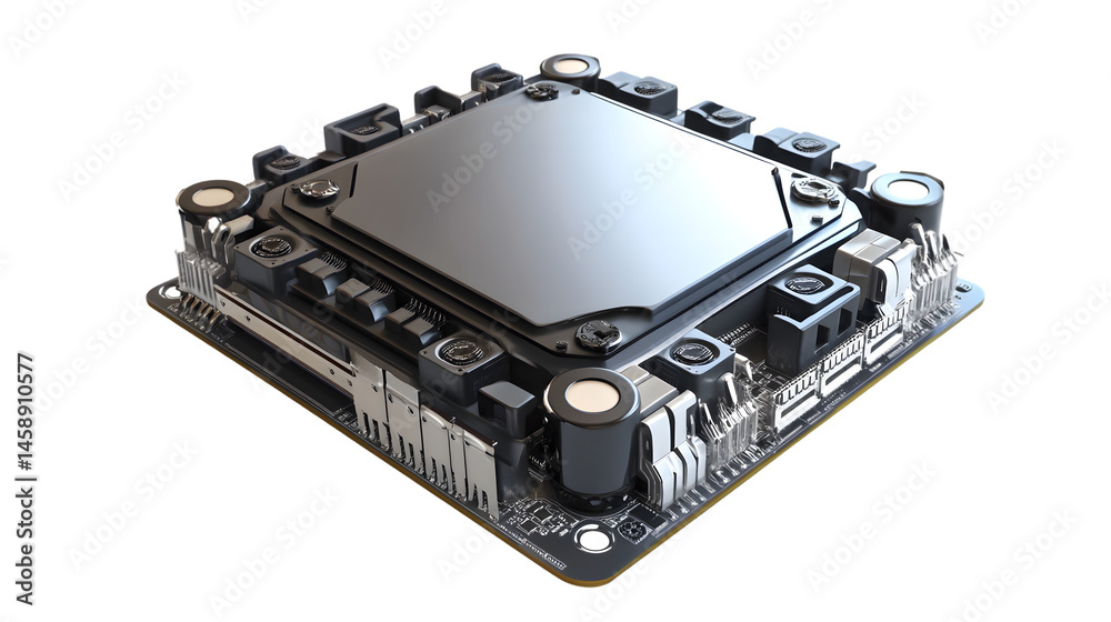 Professional Central Processing Unit on White Background with 3D Illustration Professional Central Processing Unit on White Background with 3D Illustration