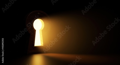 Golden light through keyhole abstract