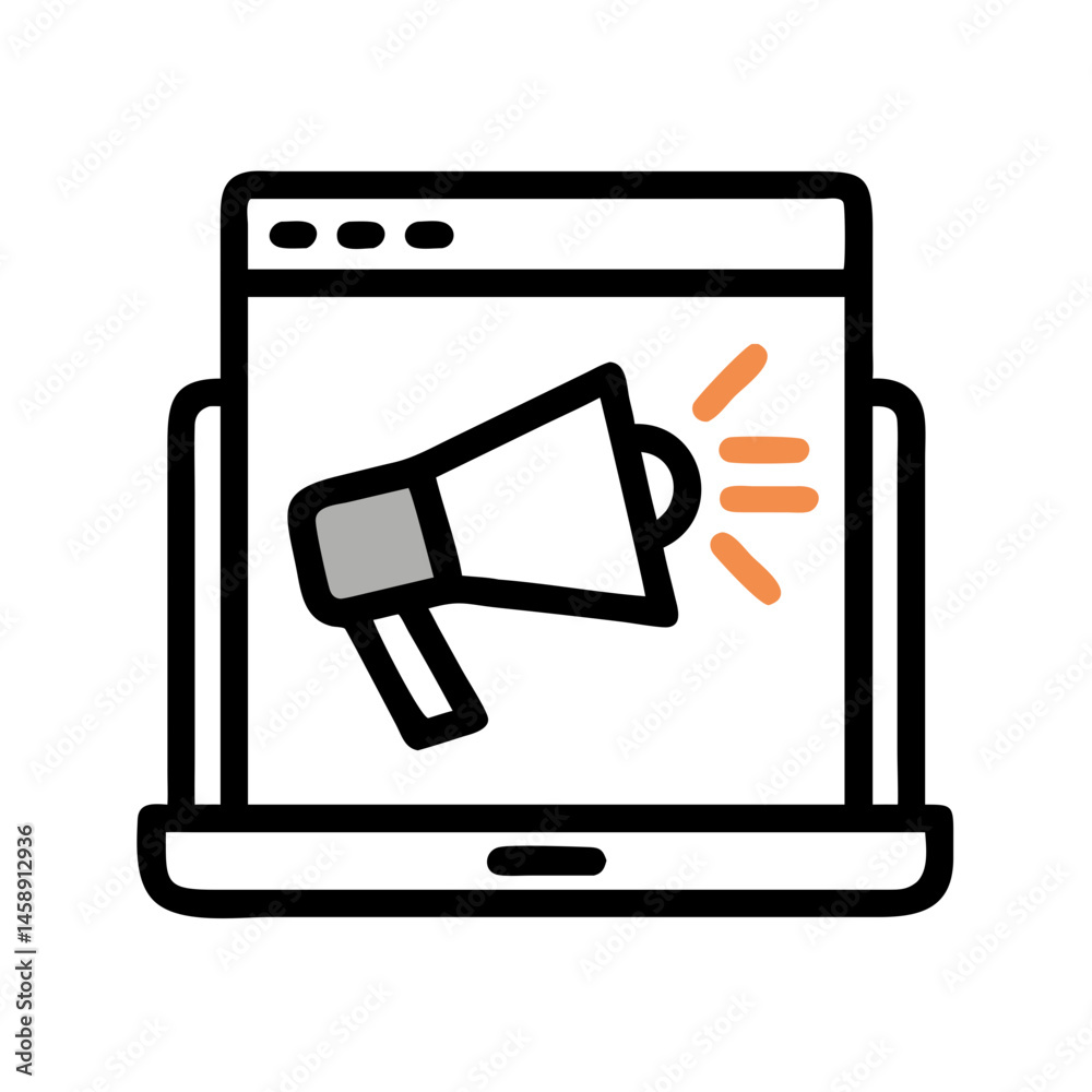 Megaphone Icon Representing Online Advertising and Digital Marketing Megaphone Icon Representing Online Advertising and Digital Marketing