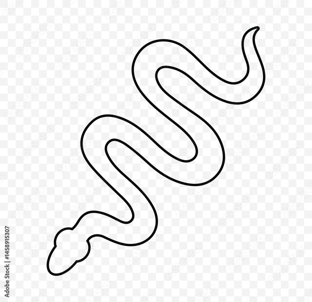 Obraz premium Snake icons set in black stroke line style Python Snake Outline Icon Set. Animal Illustration Design on Transparent Background. EPS 10.