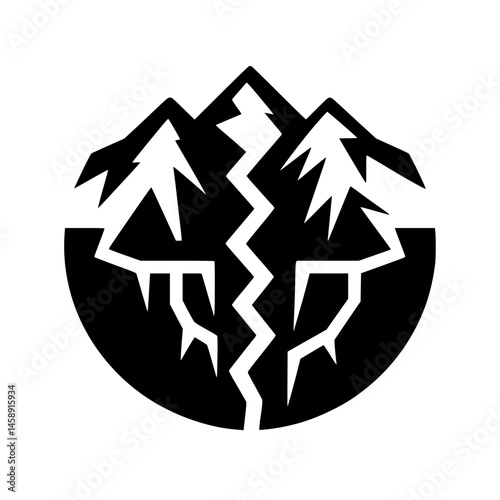 Abstract Mountain Icon: Black and White, Nature Symbol, Logo Design