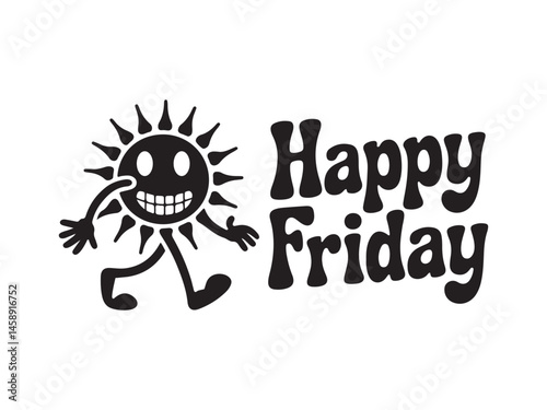 Happy Friday Cartoon Sun Character Greeting