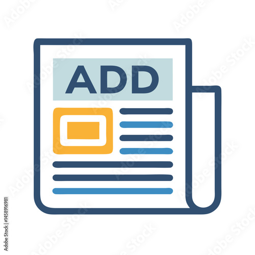 Newspaper with Ad Icon Representing Print Advertising or Media Promotion