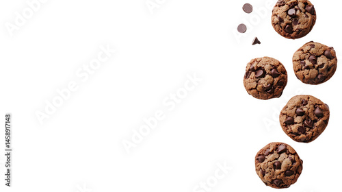Delicious Homemade Chocolate Chips Cookies on White Background photo