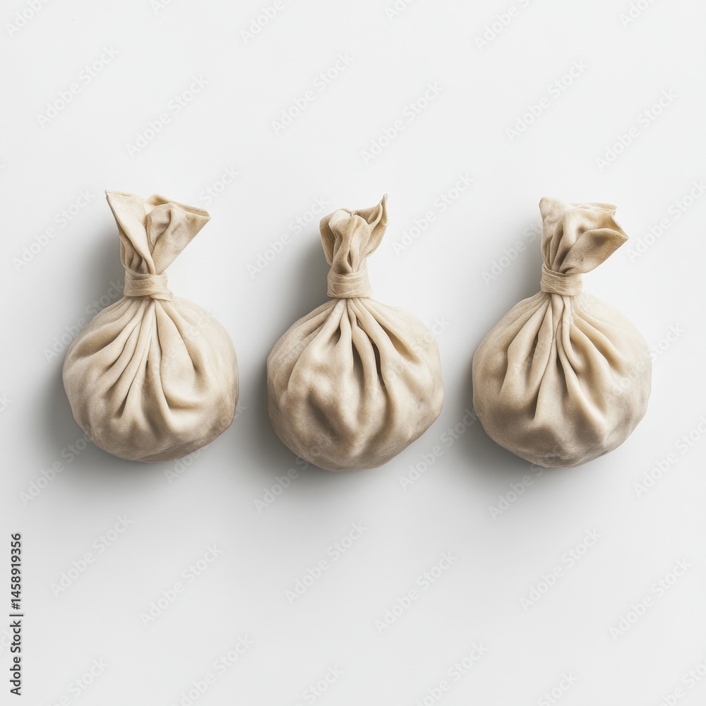 Obraz premium Three uncooked dumplings
