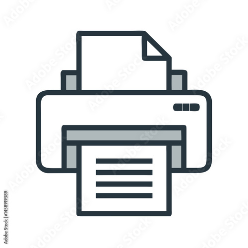 Office Printer with Paper Output Icon Representing Document Printing or Office Equipment