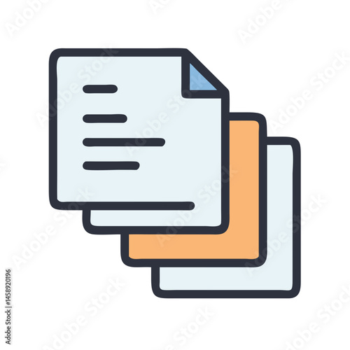 Overlapping Documents Icon Representing File Duplication or Multi-Page Records