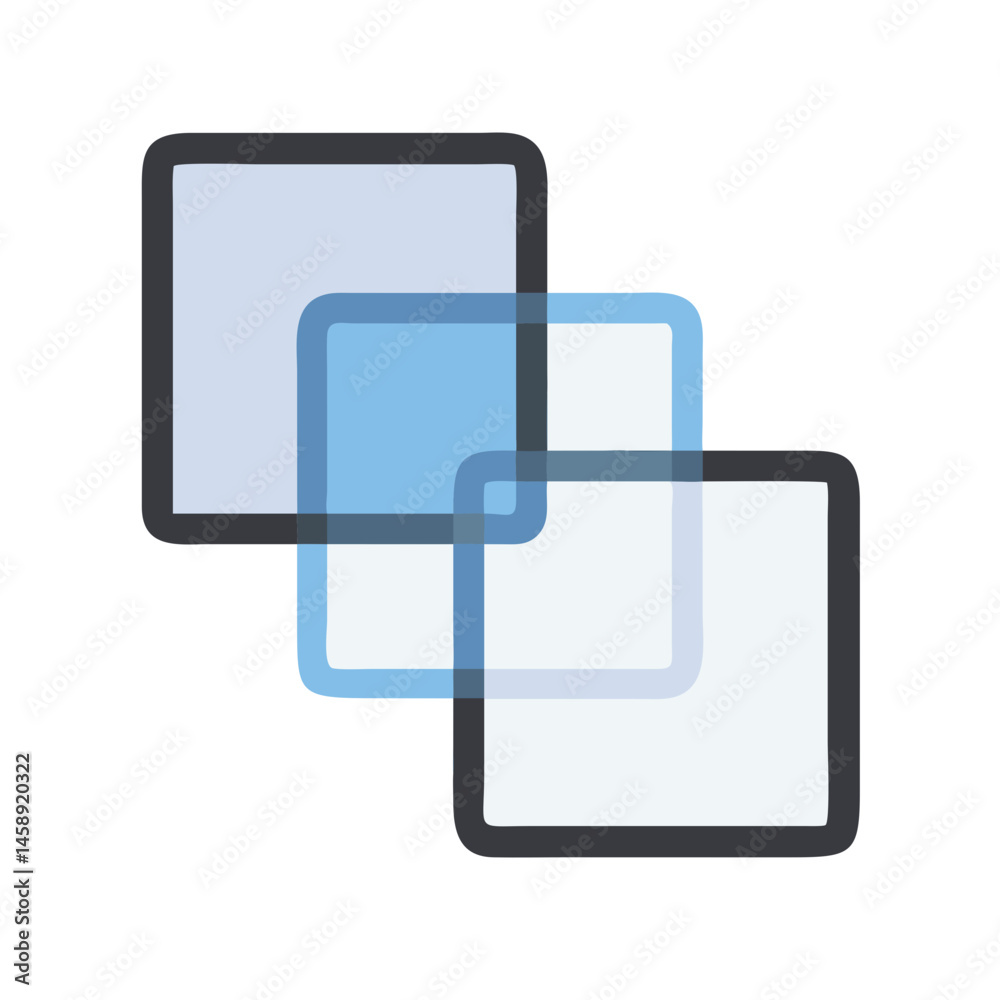 Overlapping Transparent Shapes Icon Representing Design Composition or Visual Layering