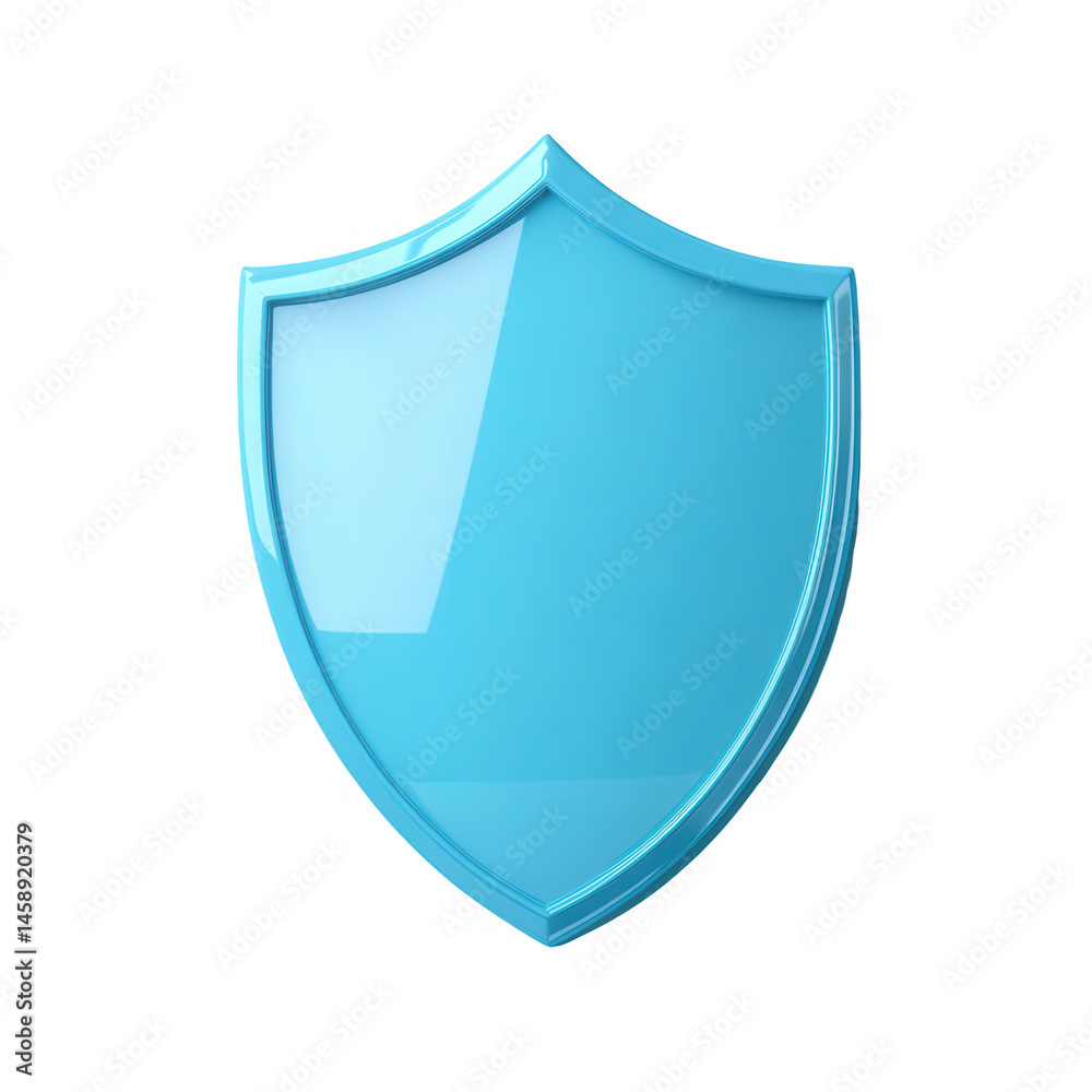 custom made wallpaper toronto digitalA glossy blue shield emblem representing protection and security, isolated on a white background for effective use in branding and design.