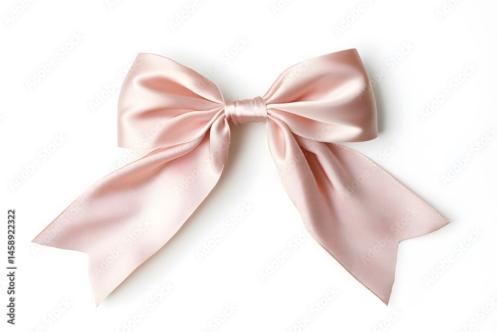 Naklejka premium Elegant blush pink satin ribbon bow isolated on white background for celebration decor