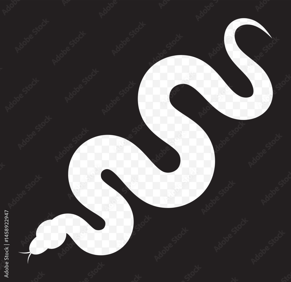 Naklejka premium Snake Silhouette for Logos and Minimalist Designs on Transparent Background. EPS 10.