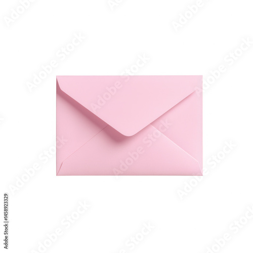 A pink envelope placed on a white isolated background, ideal for invitations, letters, or greeting cards, adding a touch of color to any correspondence.