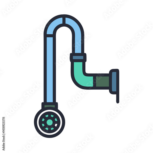 Pipe Drain Vacuum Cleaner Icon Representing Plumbing Maintenance or Clog Removal