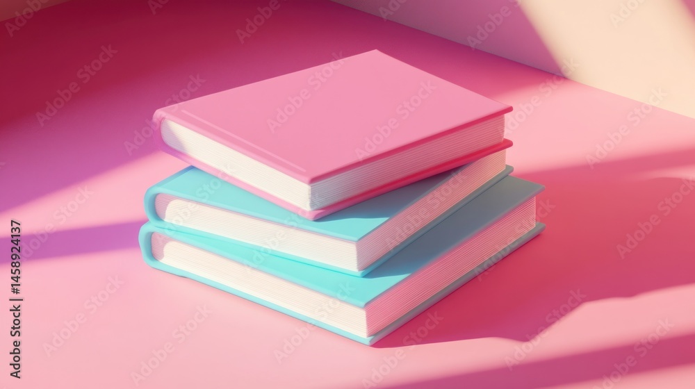Fototapeta premium Stack of pastel pink and teal books