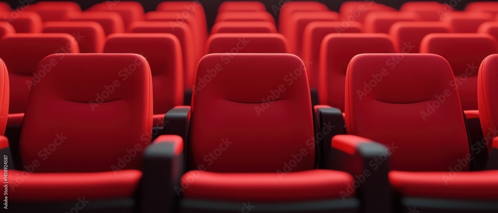 Fototapeta premium Empty red cinema seats in auditorium
