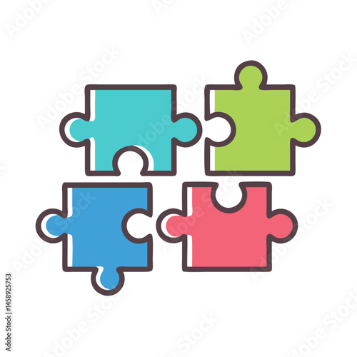 Puzzle Pieces Connecting Together Icon Representing Collaboration or Problem Solving