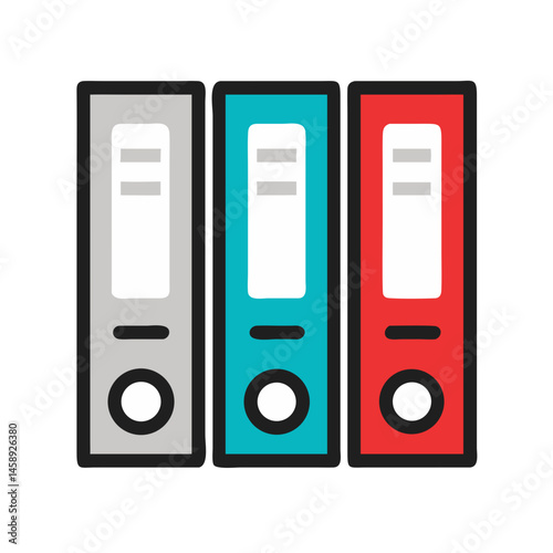 Ring Binder File Folders Icon Representing Office Organization or Document Storage