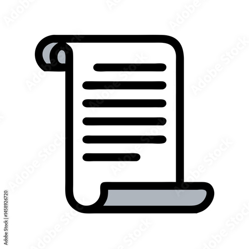 Rolled Scroll Document Icon Representing Historical Record or Official Manuscript