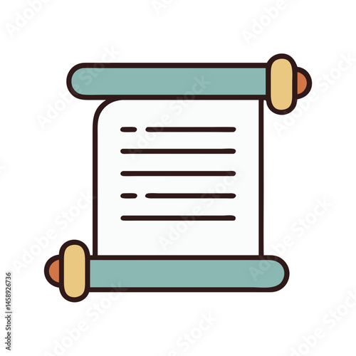 Rolled Scroll Paper Icon Representing Ancient Document or Official Manuscript