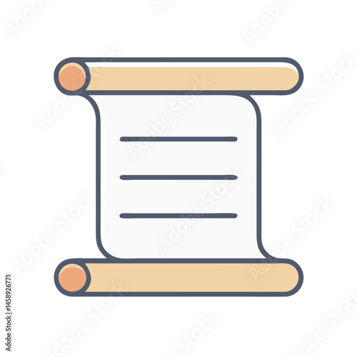 Rolled Scroll Paper Icon Representing Ancient Document or Official Manuscript