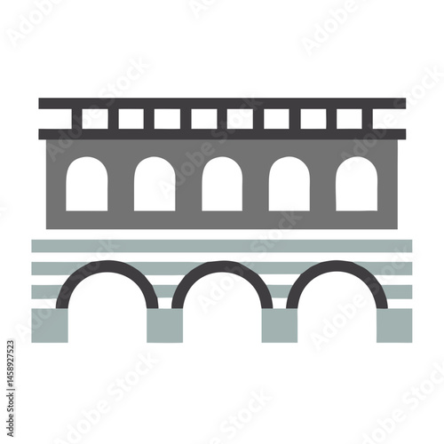 Roman Bridge Icon Representing Architecture or Historical Infrastructure