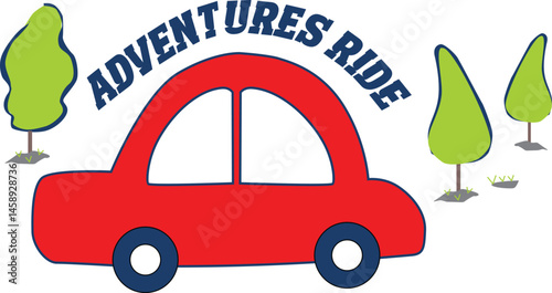 kids t shirt print little car adventures ride illustrations vector art