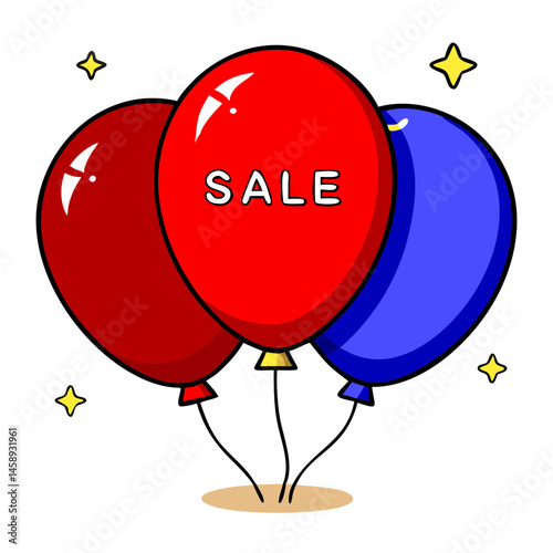 Colorful sale balloons design with vibrant colors and festive elements for promotional events
