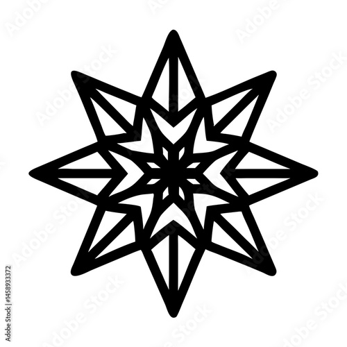 Sharp Star-Like Mandala Icon with Bold Symmetry and Geometric Precision