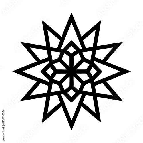 Sharp Star-Like Mandala Icon with Bold Symmetry and Geometric Precision