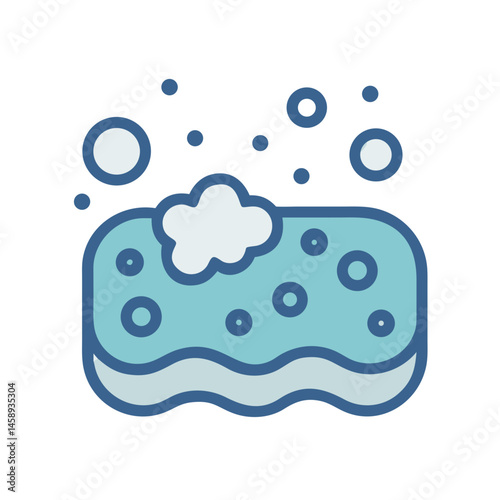 Soapy Sponge for Cleaning Icon Representing Hygiene and Household Chores