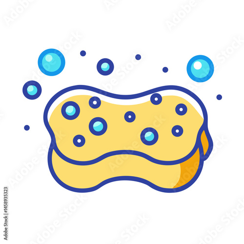 Soapy Sponge for Cleaning Icon Representing Hygiene and Household Chores
