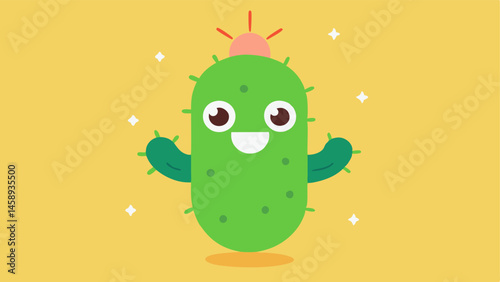 Playful Cactus A cartoonstyle cactus with a wide grin and large expressive eyes. Atop its head a shining lightbulb emits rays of cheerful light. The cactus is surrounded by small